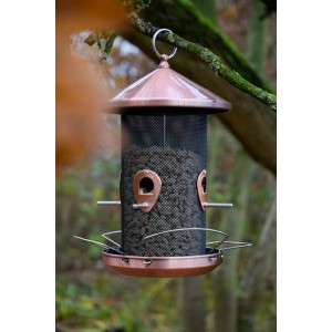 XXL Futterspender von Dobar aus Metall mit Gitterröhre, 20x20x32cm, für Wildvögel im Garten.