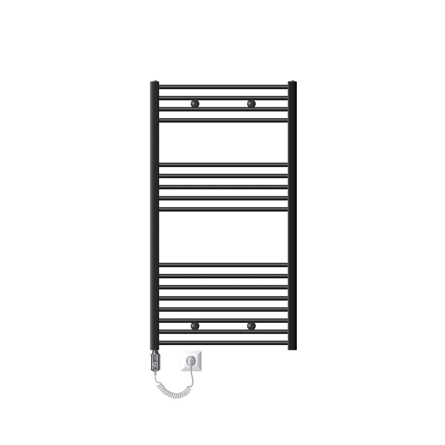 Anthrazitfarbener ECD Germany Badheizkörper, 750x1200mm, mit 900W Heizstab.