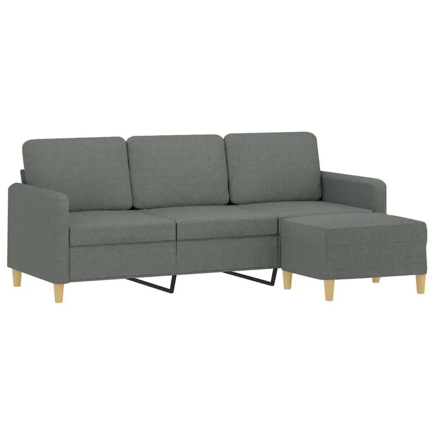 vidaXL 3-Sitzer-Sofa mit Hocker Dunkelgrau 180 cm Stoff 3201193 günstig online kaufen