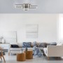 Moderne LED-Deckenleuchte Iven in Schwarz (65x34,8 cm) von Just Light im Wohnraum.