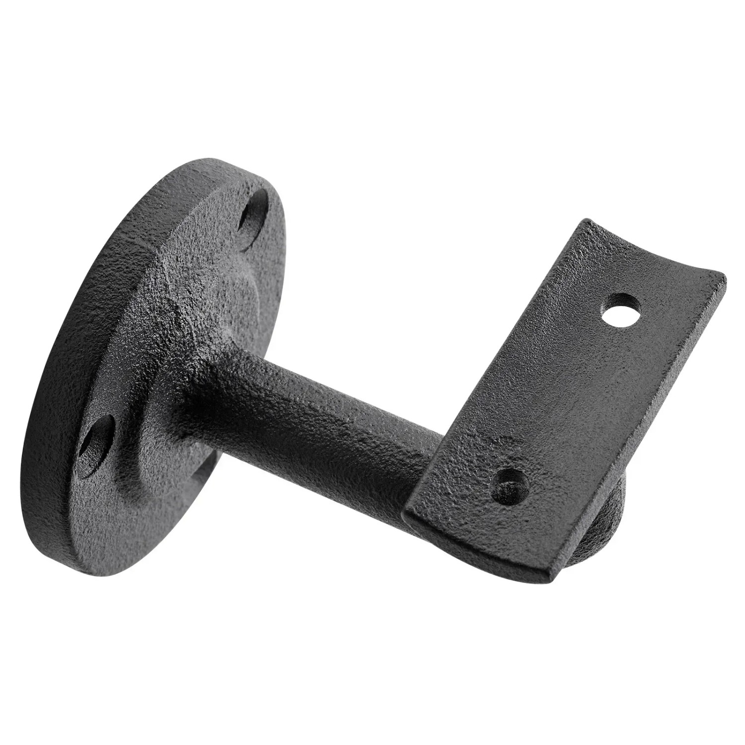 Schwarzer SOTECH Handlaufhalter ROBUST aus Gusseisen für Treppen & Geländer.