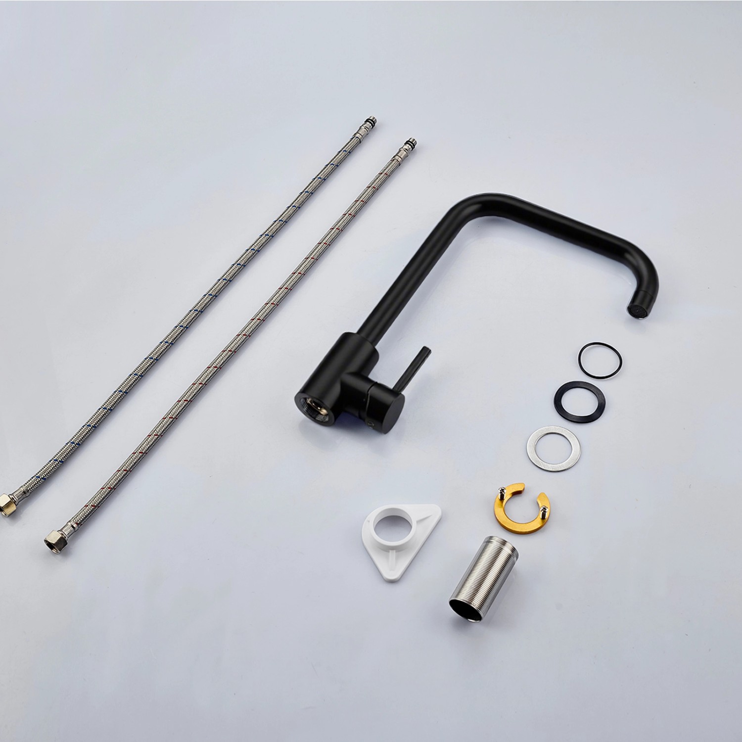 AICA Wasserhahn 360° Drehbare Wassersparende Schwarz Küchenarmatur Hochdruckfestes Design aus 304 Edelstahl Gefertigt Kaltes/Warmes Wasser_9