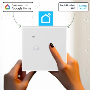 Echos WLAN Touch Lichtschalter, 2-fach, Glas, App-steuerbar, kompatibel mit Alexa und Google Home.