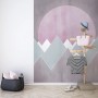 Komar Vlies Fototapete Sunrise Gentle mit rosa Sonne und Bergen, 200x250 cm.