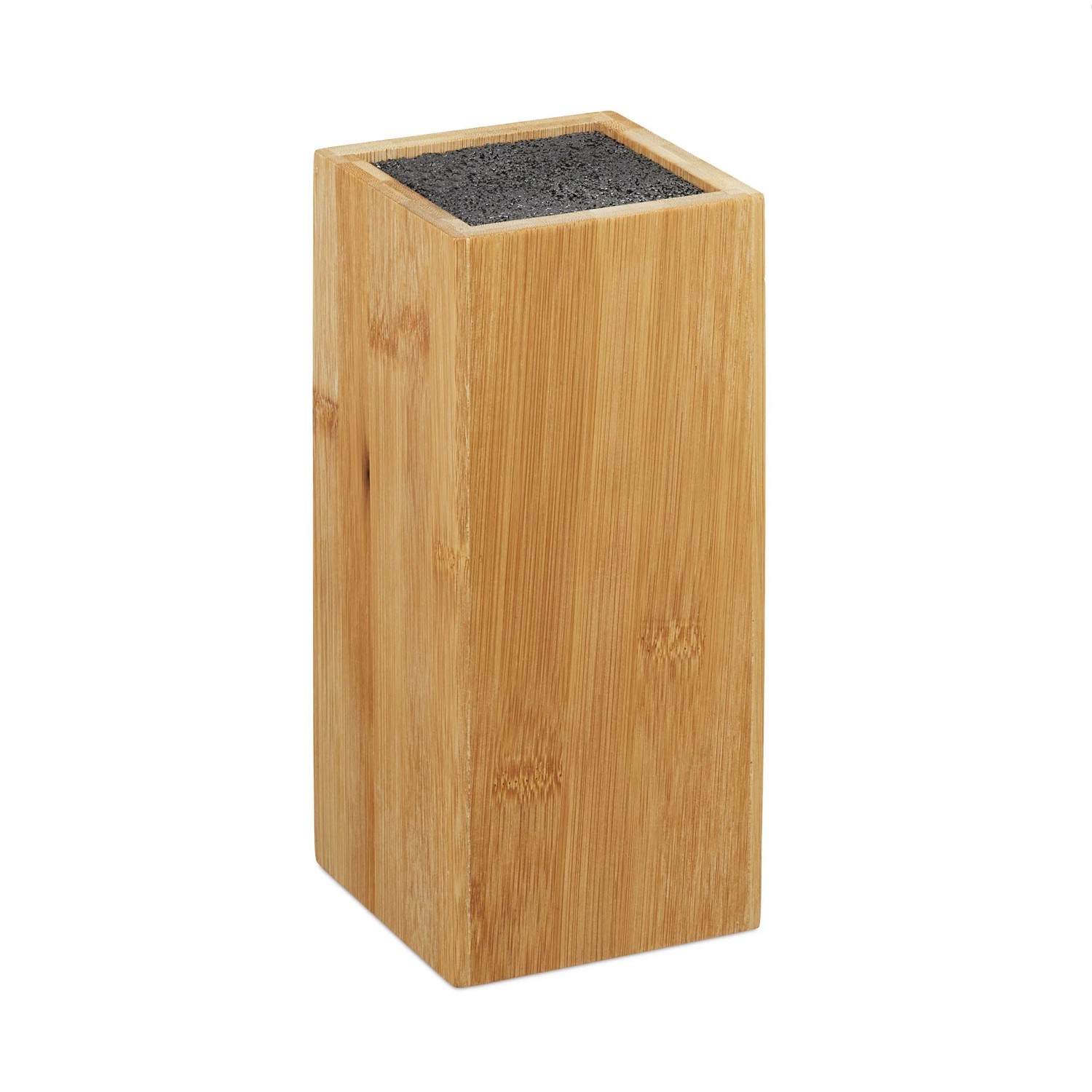 Relaxdays Messerblock Bambus Natur Schwarz Unbestückt 23 cm x 10,5 cm x 10,5 cm