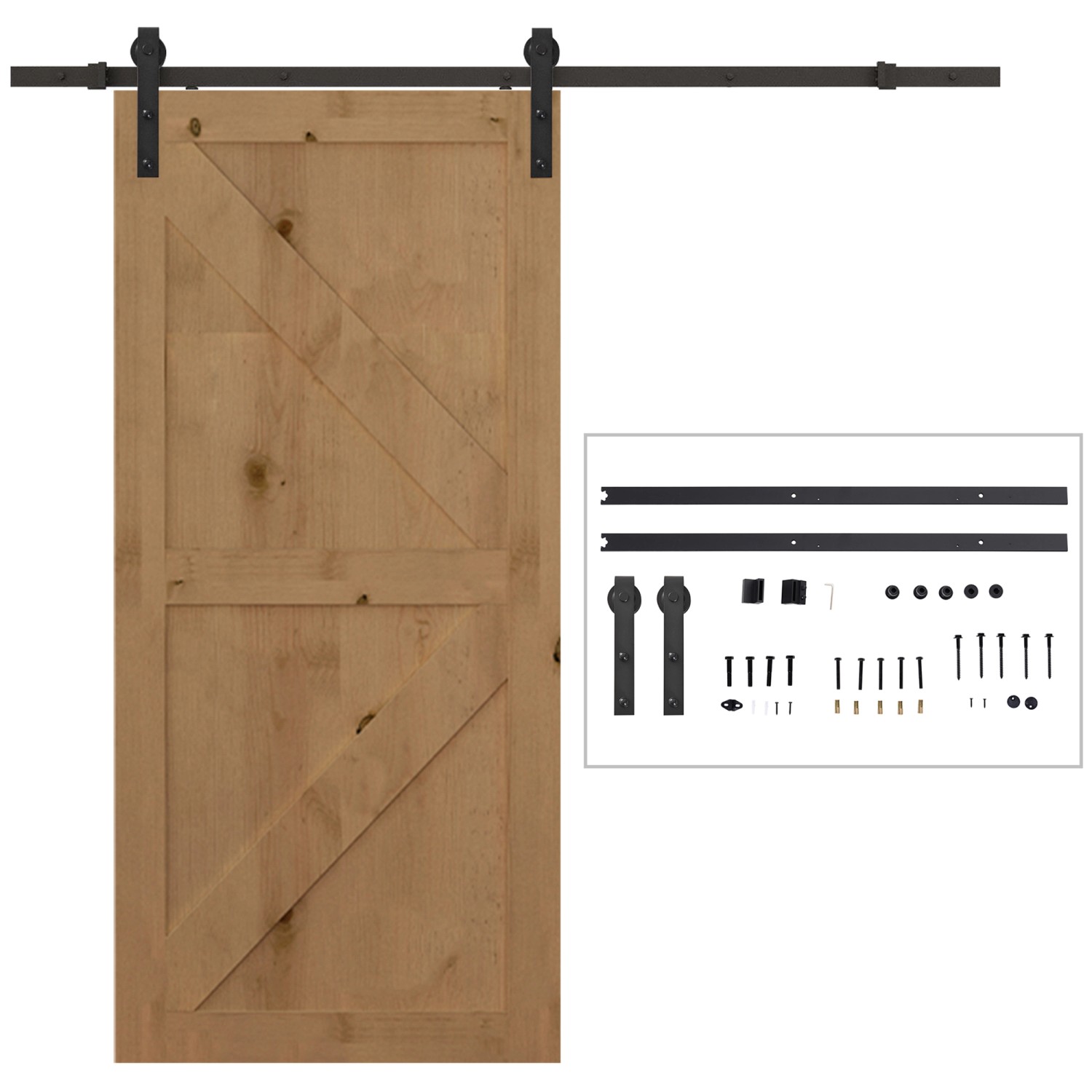 HOMCOM Schiebetür-Beschlagsatz Kohlenstoffstahl Schwarz 200L x 4B x 0,6H cm günstig online kaufen