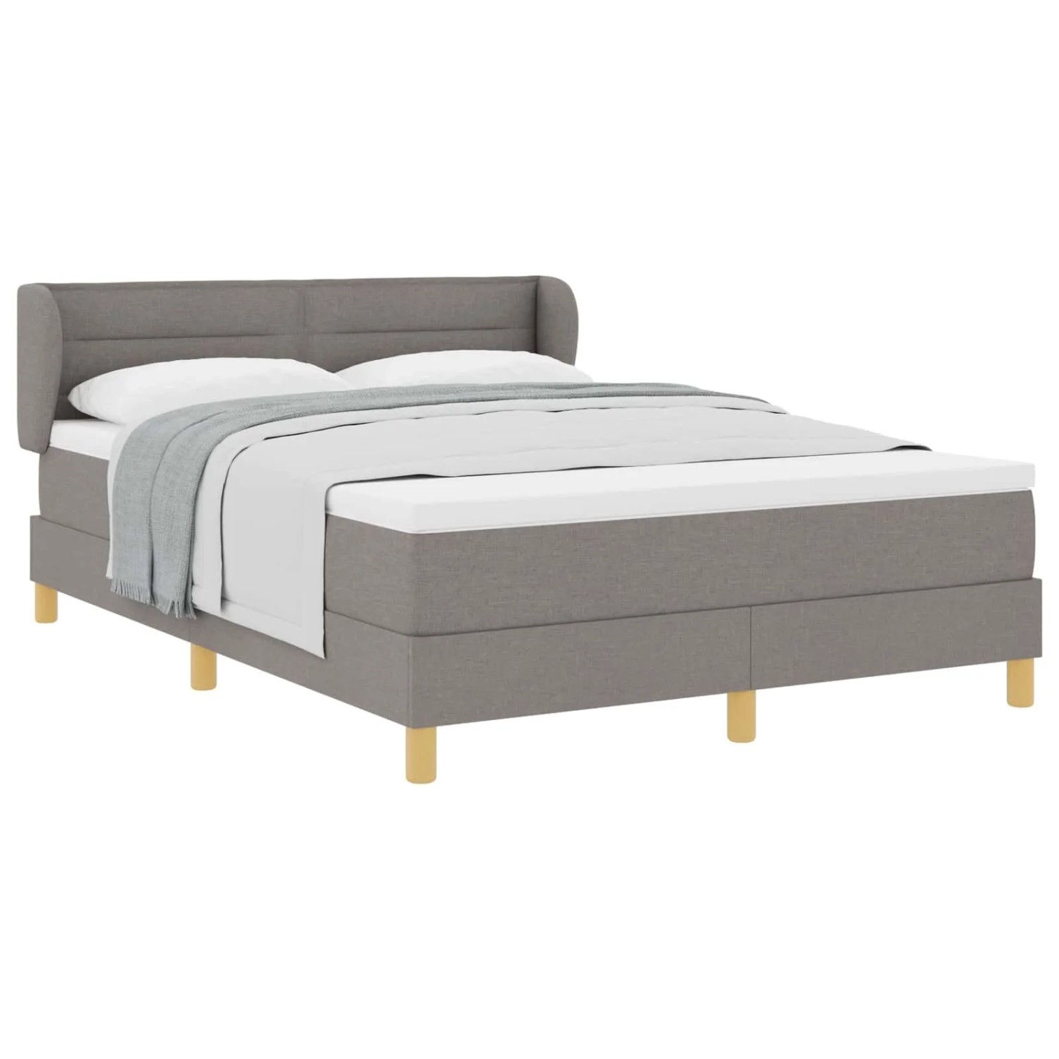 vidaXL Boxspringbett mit Matratze Taupe 140 x 190 cm Stoff 3340147