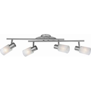 Globo Spot KATI mit 4 Strahlern, Chrom/Nickel matt, Glas Alabaster-Optik, für E14 Leuchtmittel.