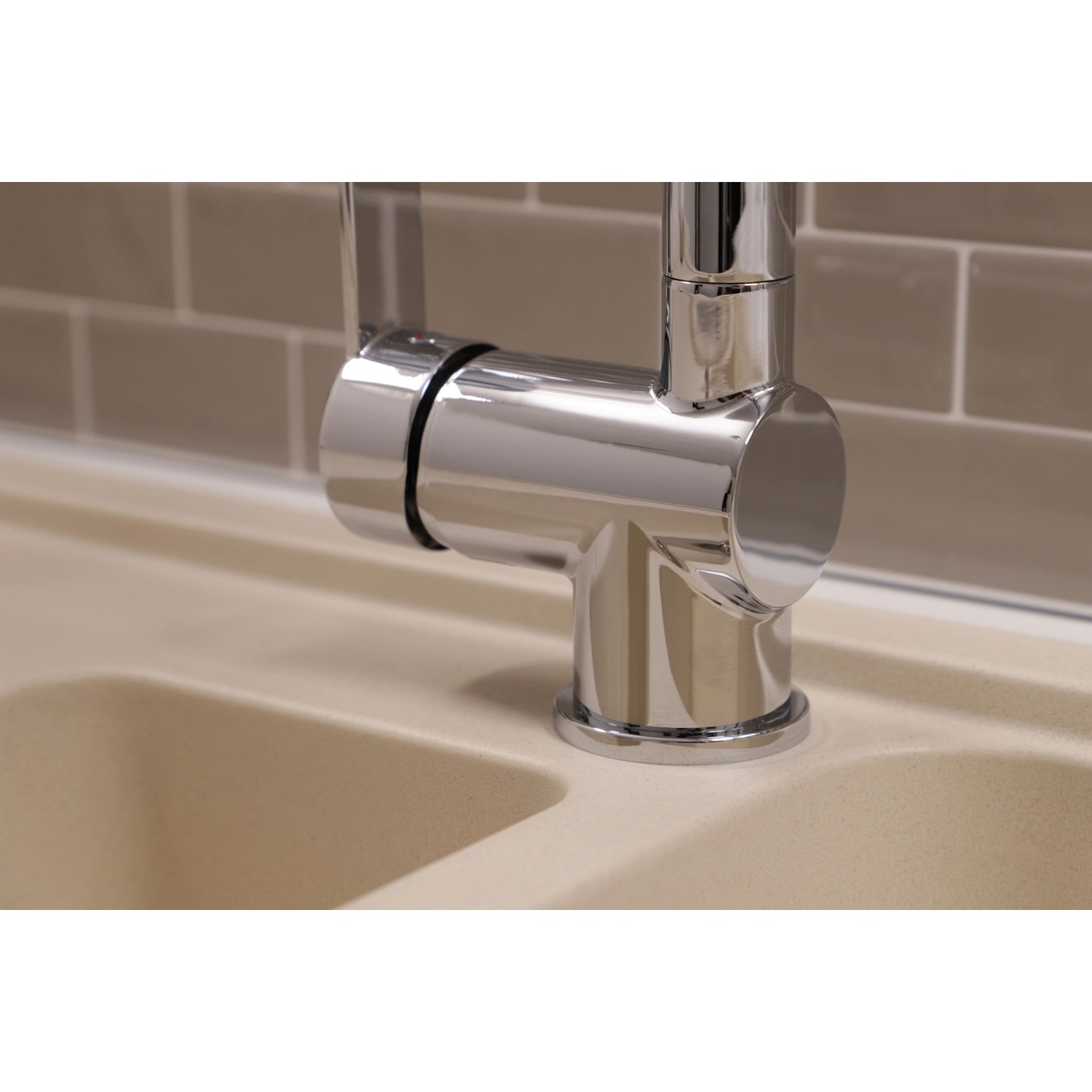 Respekta Einbauspüle Massivgranit Austin 100 cm x 50 cm mit Zusatzbecken Vanile_4