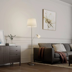 Lindby Stehlampe Nantwin 9624713 Modern in Weiß aus Textil 1-flammig E27 Wohnzimmerleuchte