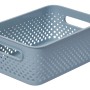 Blauer SmartStore Essence M Aufbewahrungskorb mit Lochmuster und Griffen.