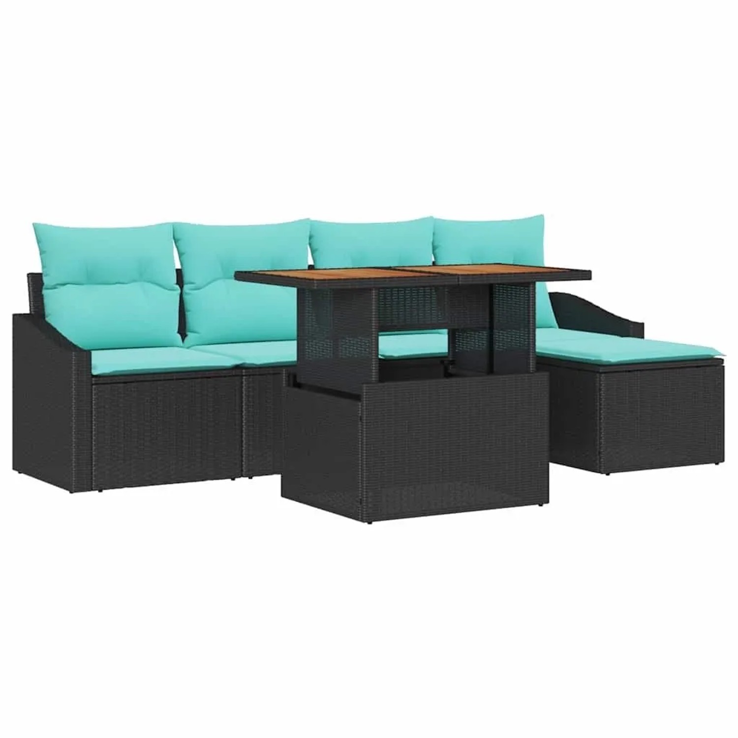 vidaXL Garten Essgruppe mit Kissen 6-Tlg Schwarz und Teal 3349829