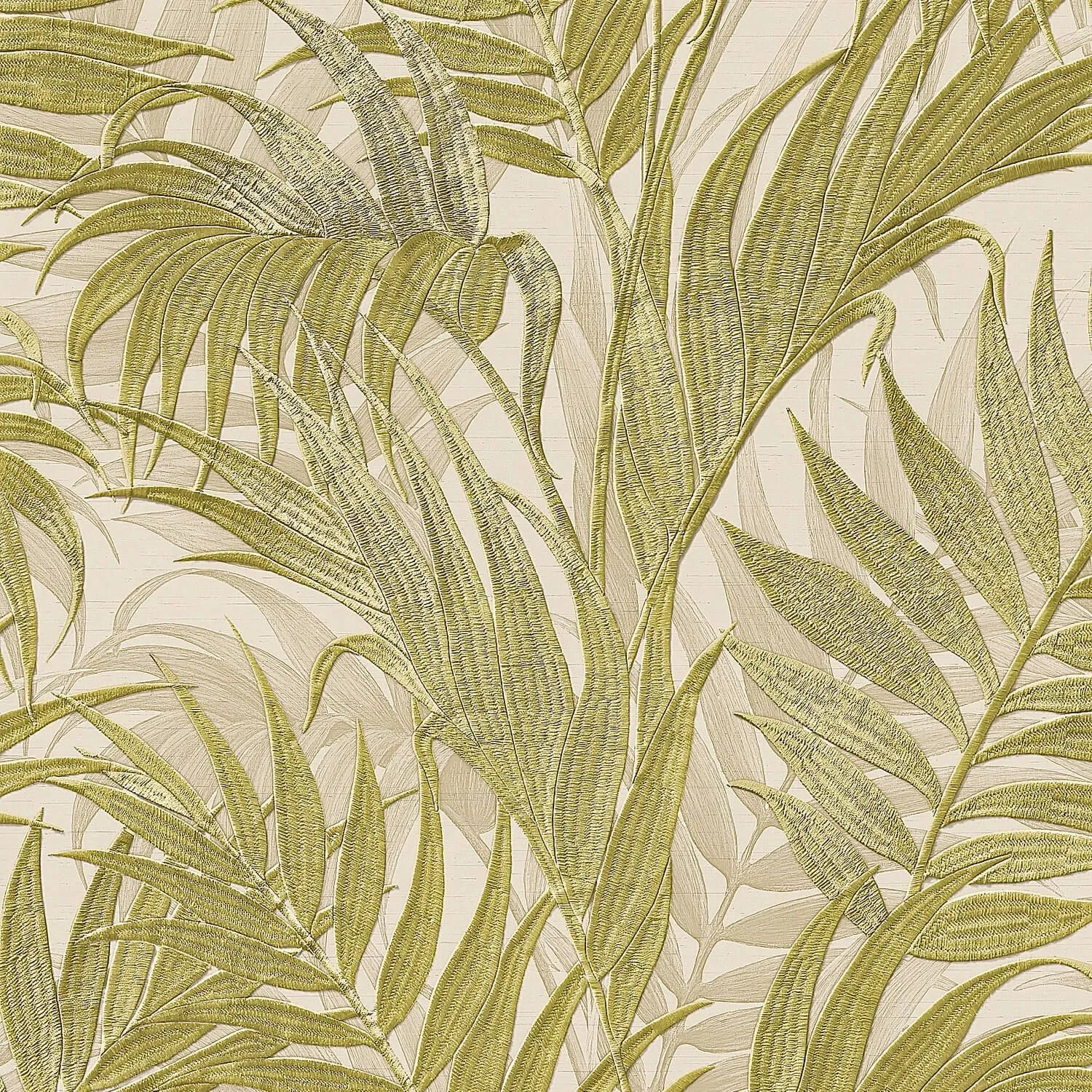 PROFHOME Gr322104-Di Florale Tapete Schimmernd Beige Gelb-Grün 0,53 m x 10,05 m  5,33 m2