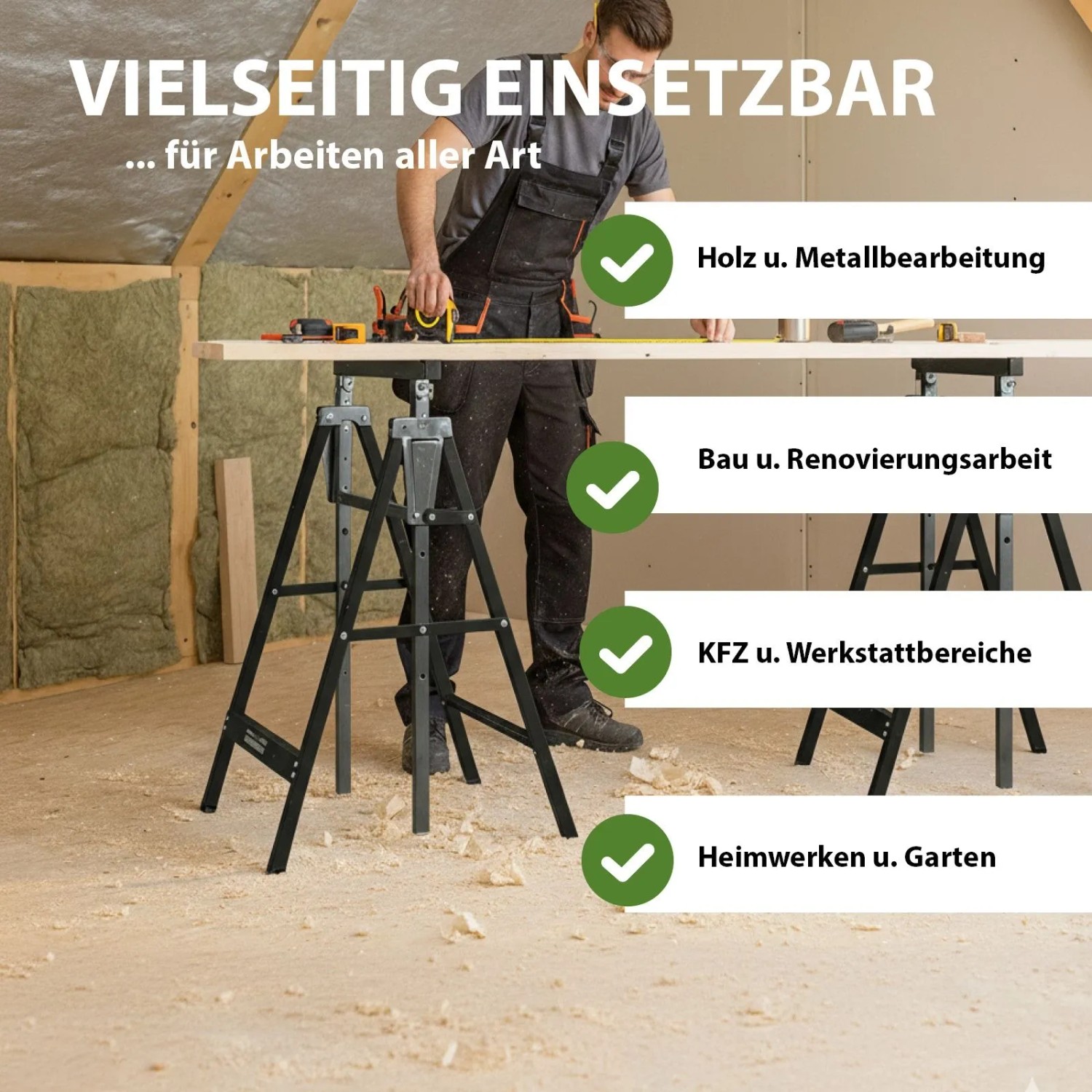2er Set TRUTZHOLM Arbeitsböcke, 7-fach höhenverstellbar, bis 400 kg belastbar, Stahl schwarz lackiert.