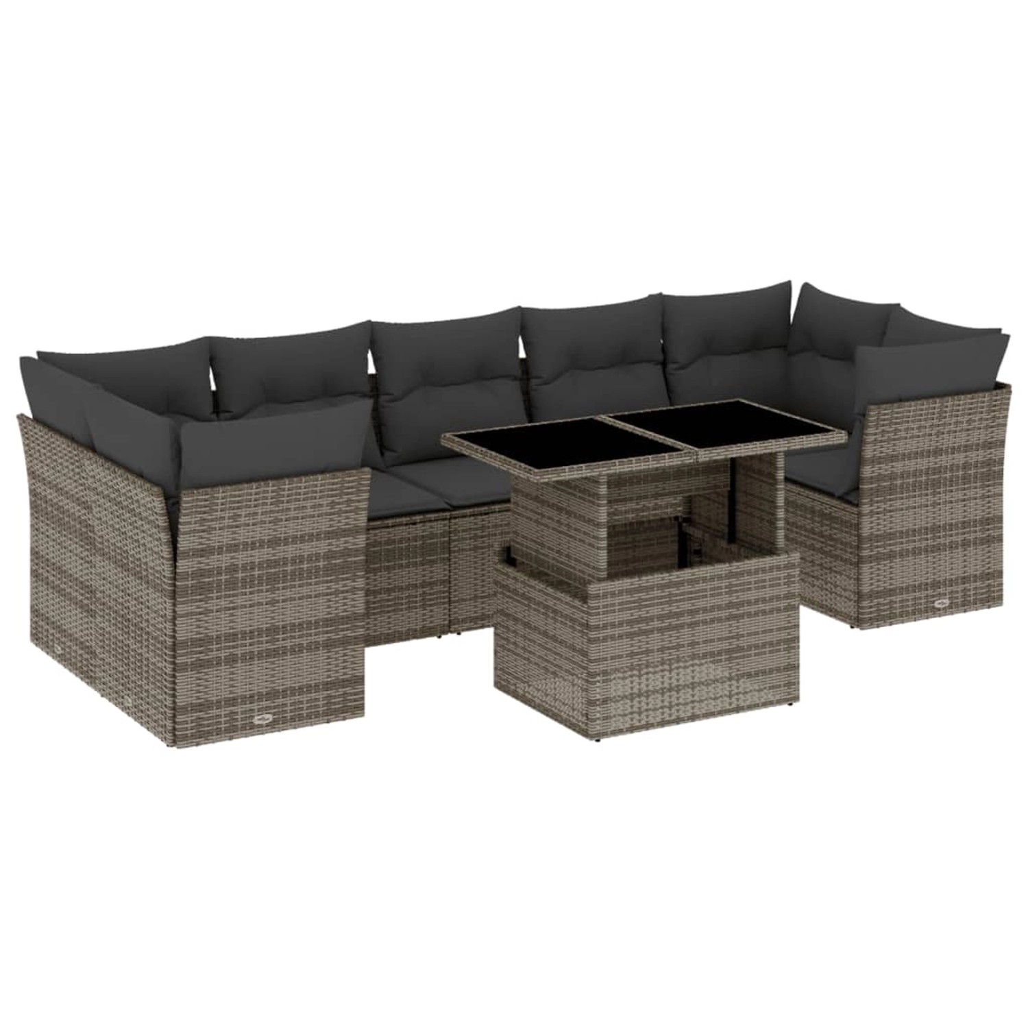 vidaXL 8-tlg Garten-Sofagarnitur mit Kissen Grau Poly Rattan Modell 163 günstig online kaufen