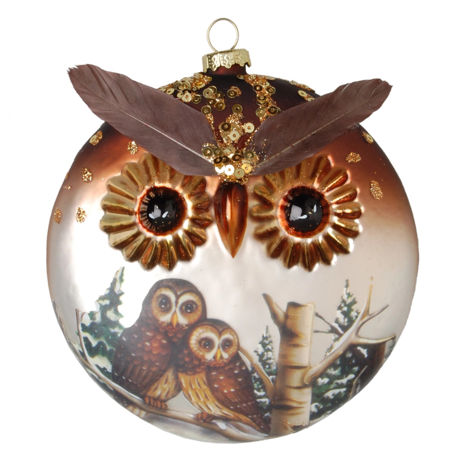 Krebs Glas Lauscha Weihnachtsornament Eule 1-tlg. 12cm