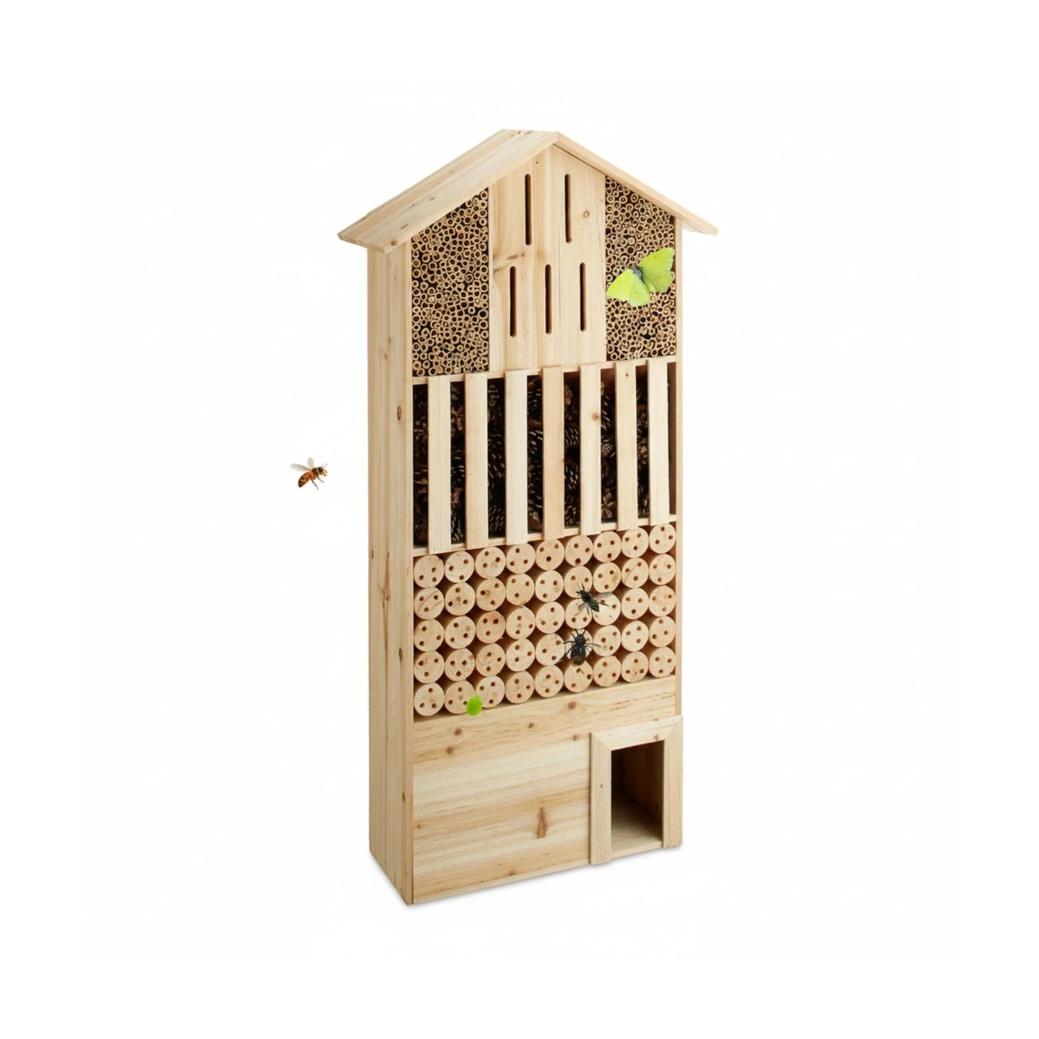 Relaxdays Insektenhotel Holz Natur XXL Mit Igelhaus 118 cm x 57 cm x 24 cm 10 kg