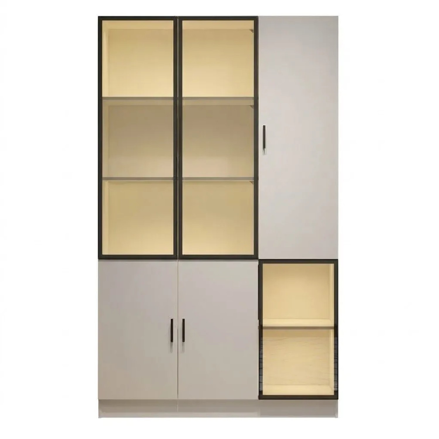 Merax Glasvitrine 200 cm mit LED Glastür Bücherregal Hochschrank Wohnzimmer Büro