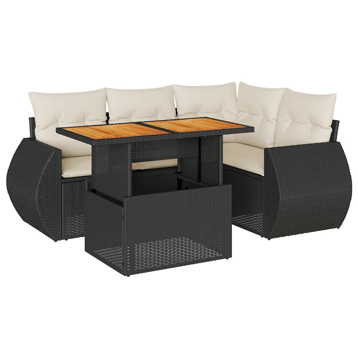 vidaXL 5-Tlg Garten-Sofagarnitur mit Kissen Schwarz Poly Rattan 3327255 günstig online kaufen