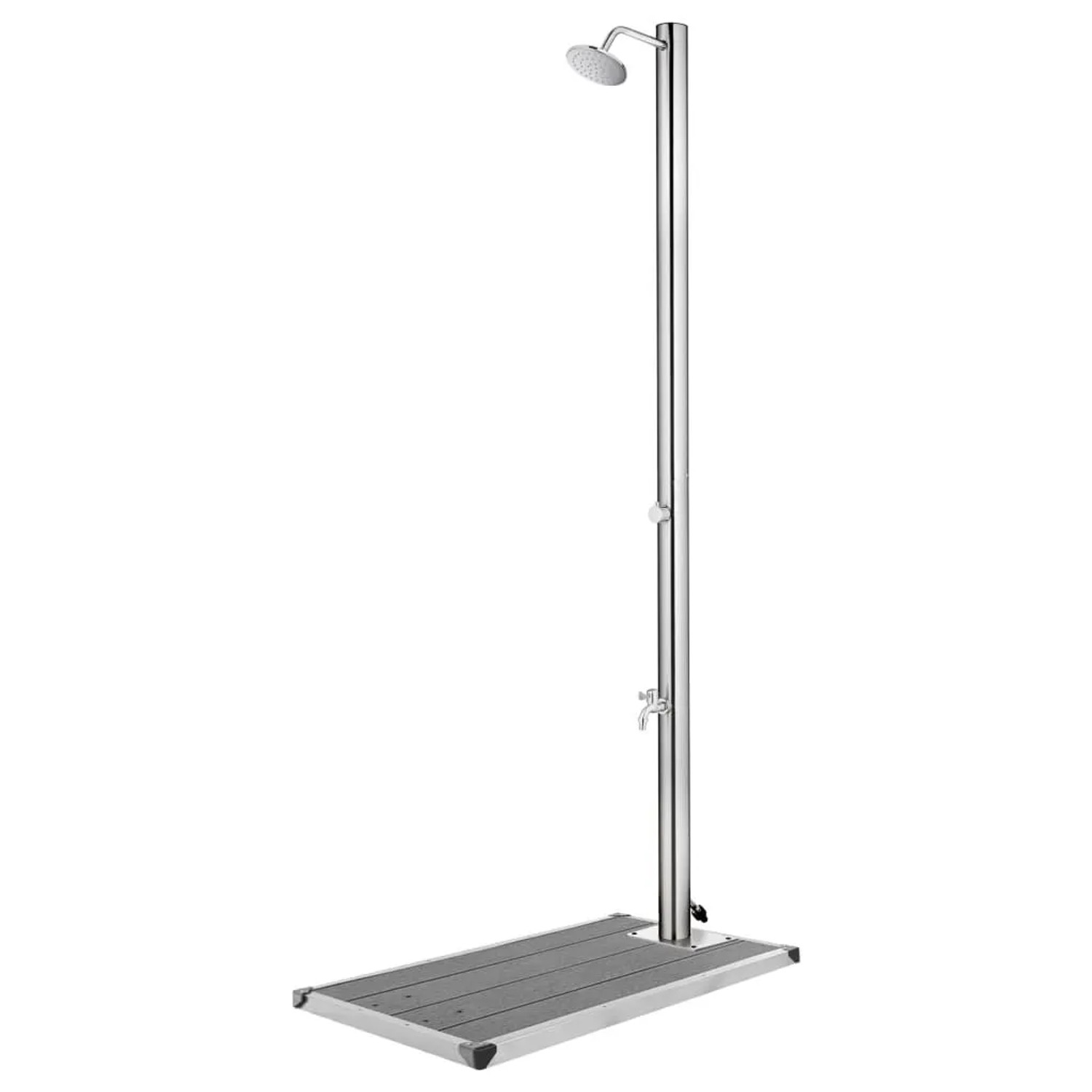 vidaXL Gartendusche mit Grauer Bodenplatte 220 cm Edelstahl 3070793