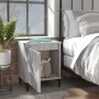 vidaXL Nachttisch in Grau Sonoma-Eiche mit Metallbeinen, offene Tür und Fach.