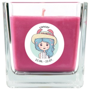 HS Candle Duftkerze Sternzeichen Krebs im Glas, rosa Stumpenkerze