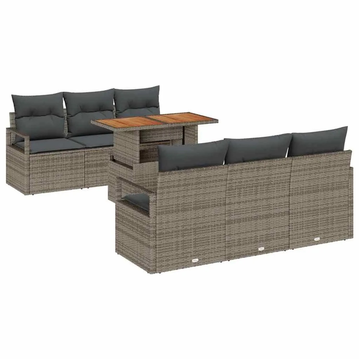 vidaXL Garten-Sofa-Set mit Kissen 7-Tlg Grau 3349656