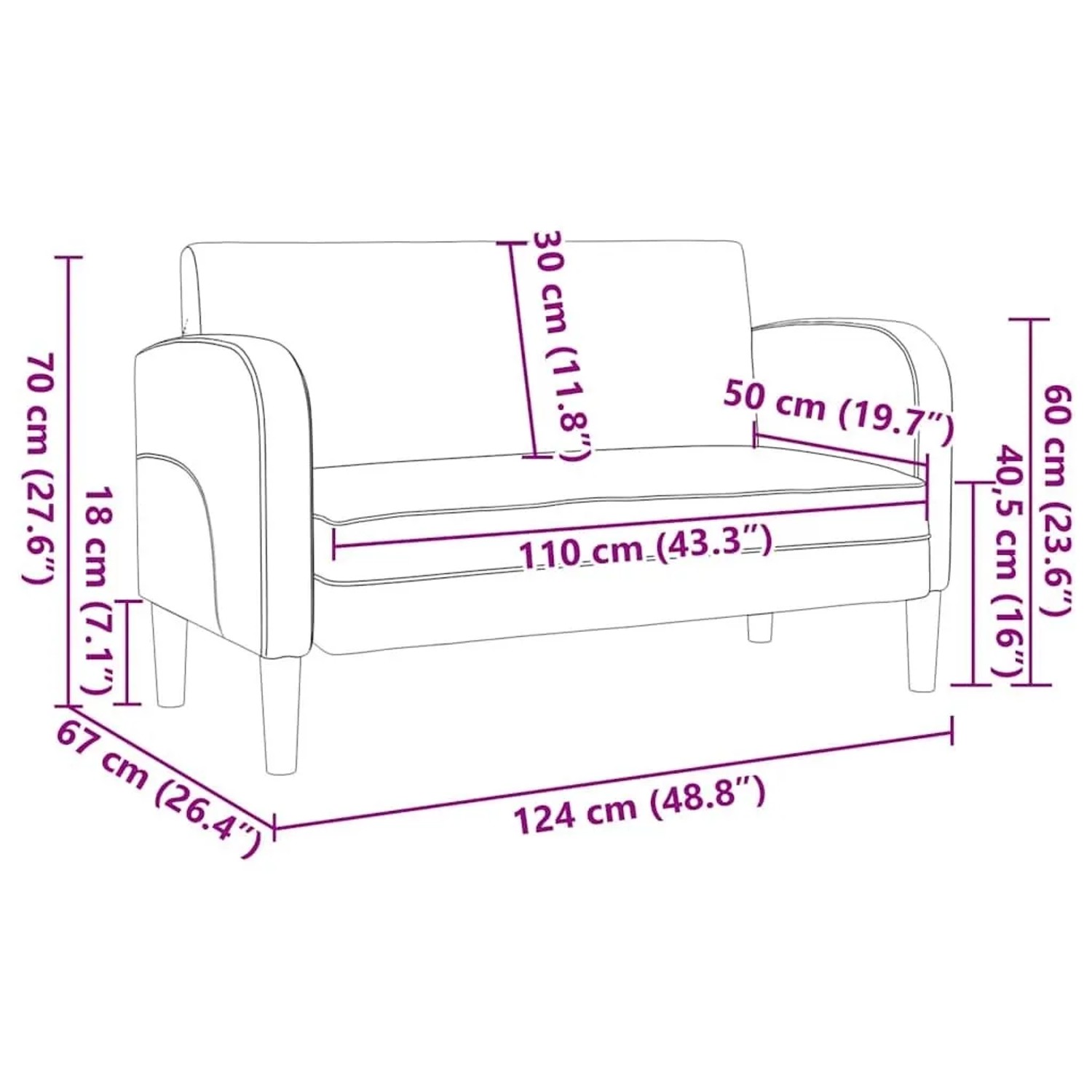 vidaXL Zweisitzer-Sofa Schwarz 110 cm Kunstleder 4100536_8