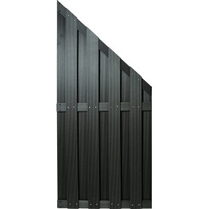 Anthrazitfarbener WPC-Sichtschutzzaun Shanghai Ecke, 90x180/90 cm, für den Garten.