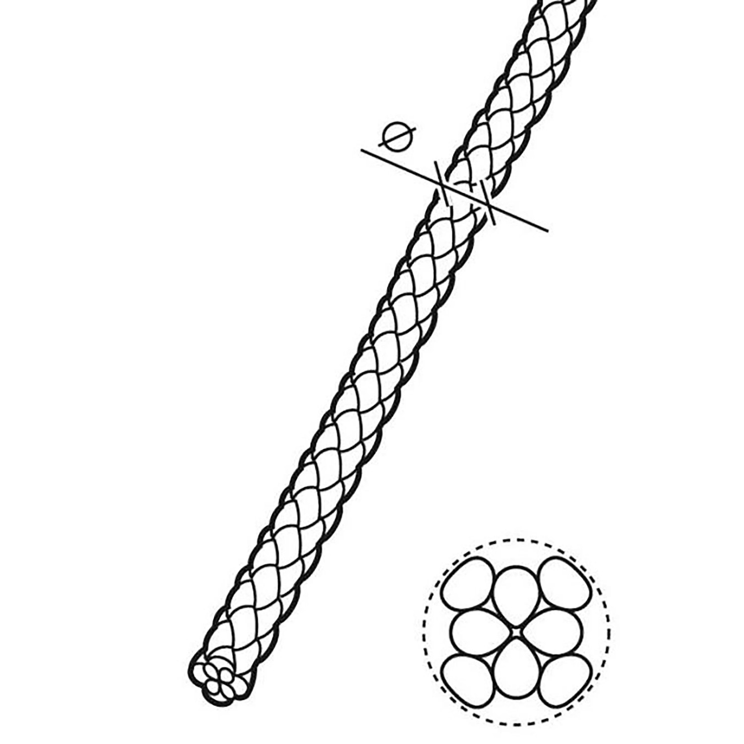 Braunes Conacord Polypropylen Seil, 3 mm Durchmesser, geflochten, als Meterware.