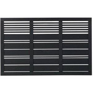 Schwarzer Vorgartenzaun Silence aus Nadelholz, 176x110cm, mit horizontalen Latten für Sichtschutz.