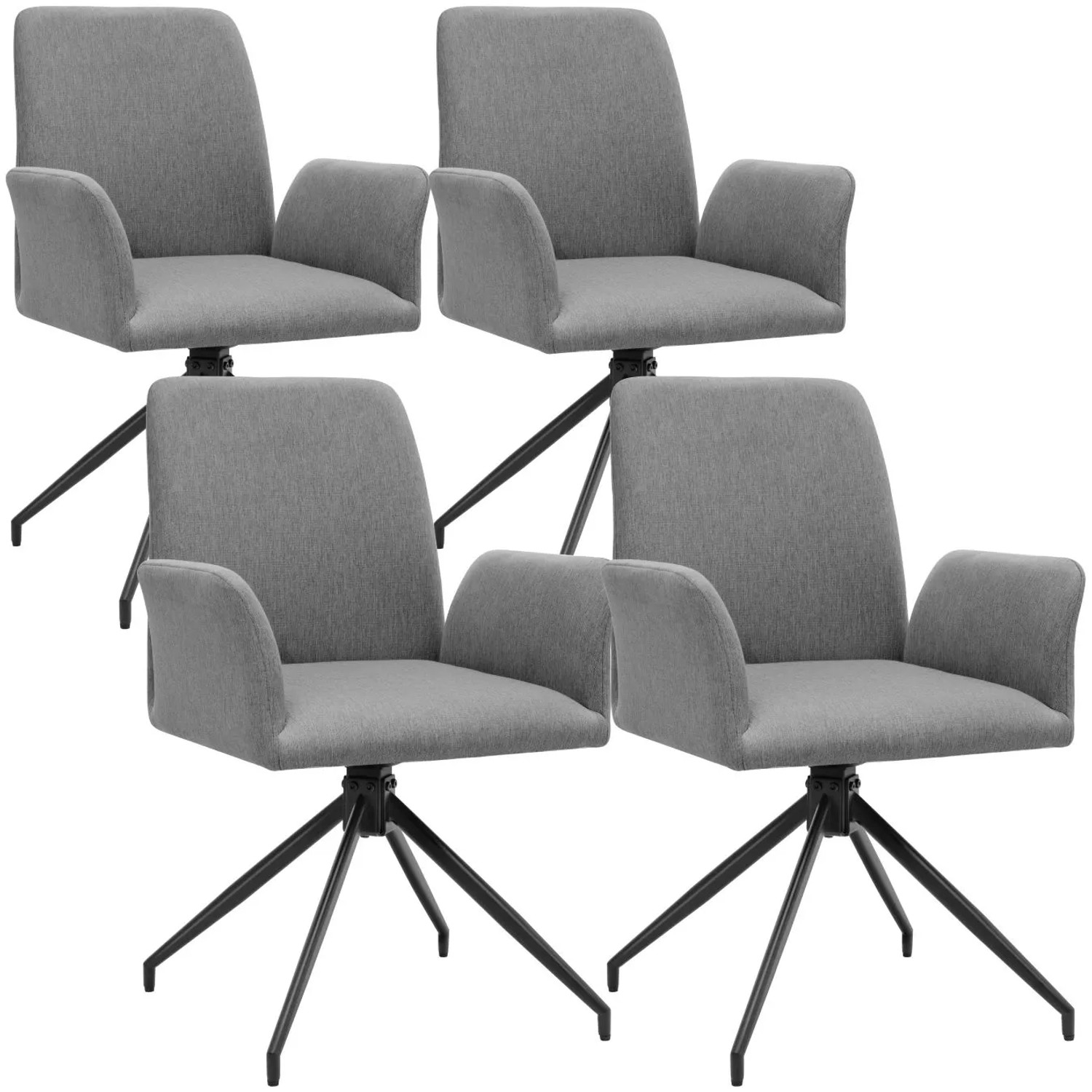Tectake Drehbarer Armlehnstuhl Daya Robuster Webstoff Gepolstert 360° Drehbar Höhenverstellbare Kunststofffüße 4Er Set 58 X 55 50 X 87 Cm