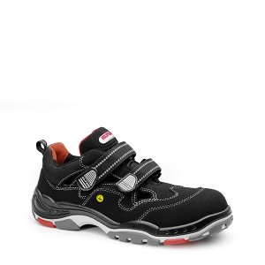 Elten Sicherheitssandale Scott ESD S1P Gr. 42, schwarze Arbeitssandale mit Klettverschluss.