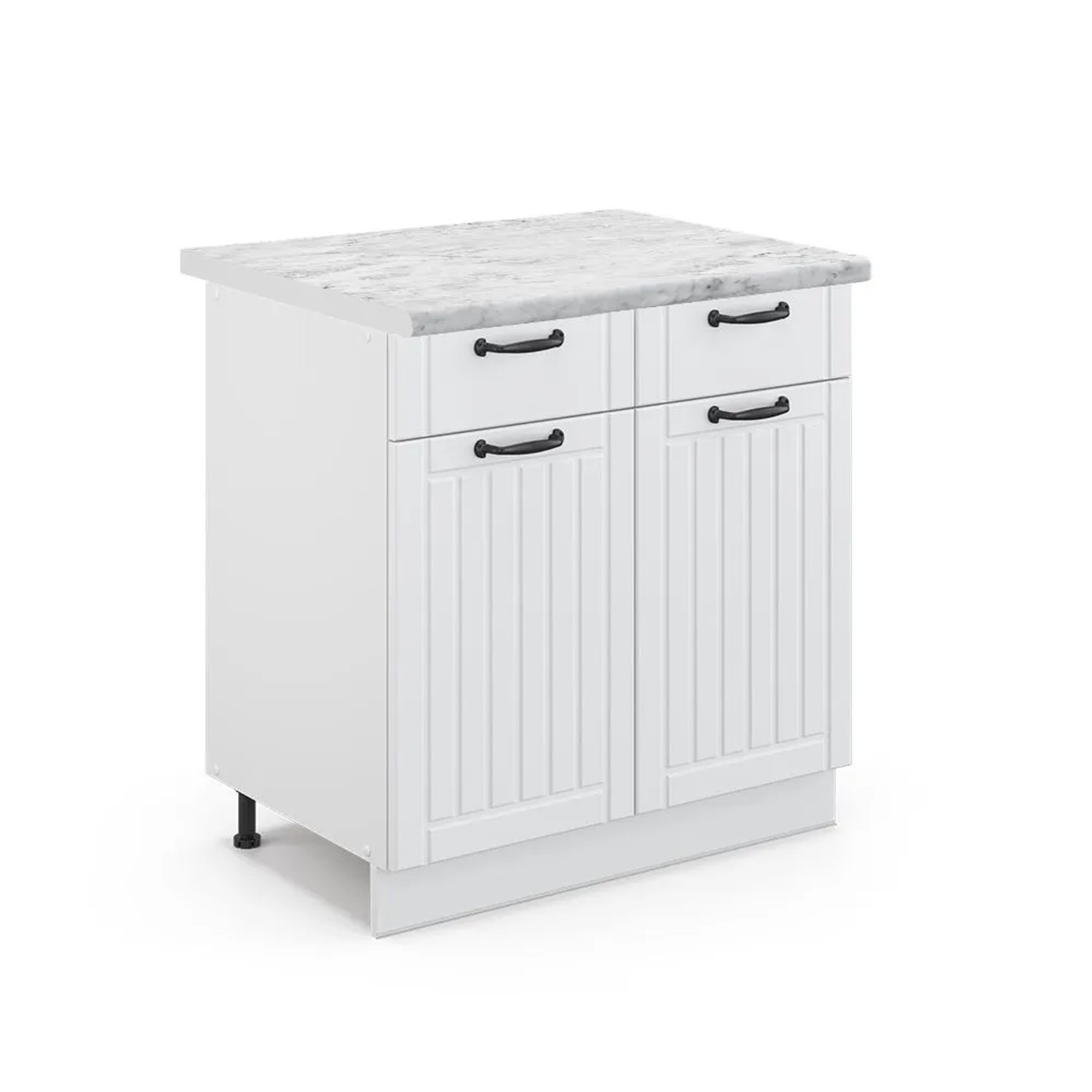 Vicco Küchenunterschrank Fame-Line Weiß Landhaus Weiß 80 cm AP Marmor