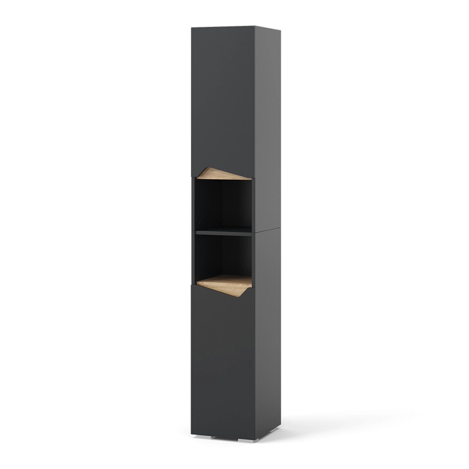 Thumbnail - Vicco Badschrank Marelle Anthrazit/Anthrazit 30 x 180 cm mit Türen und Offenen Fächern