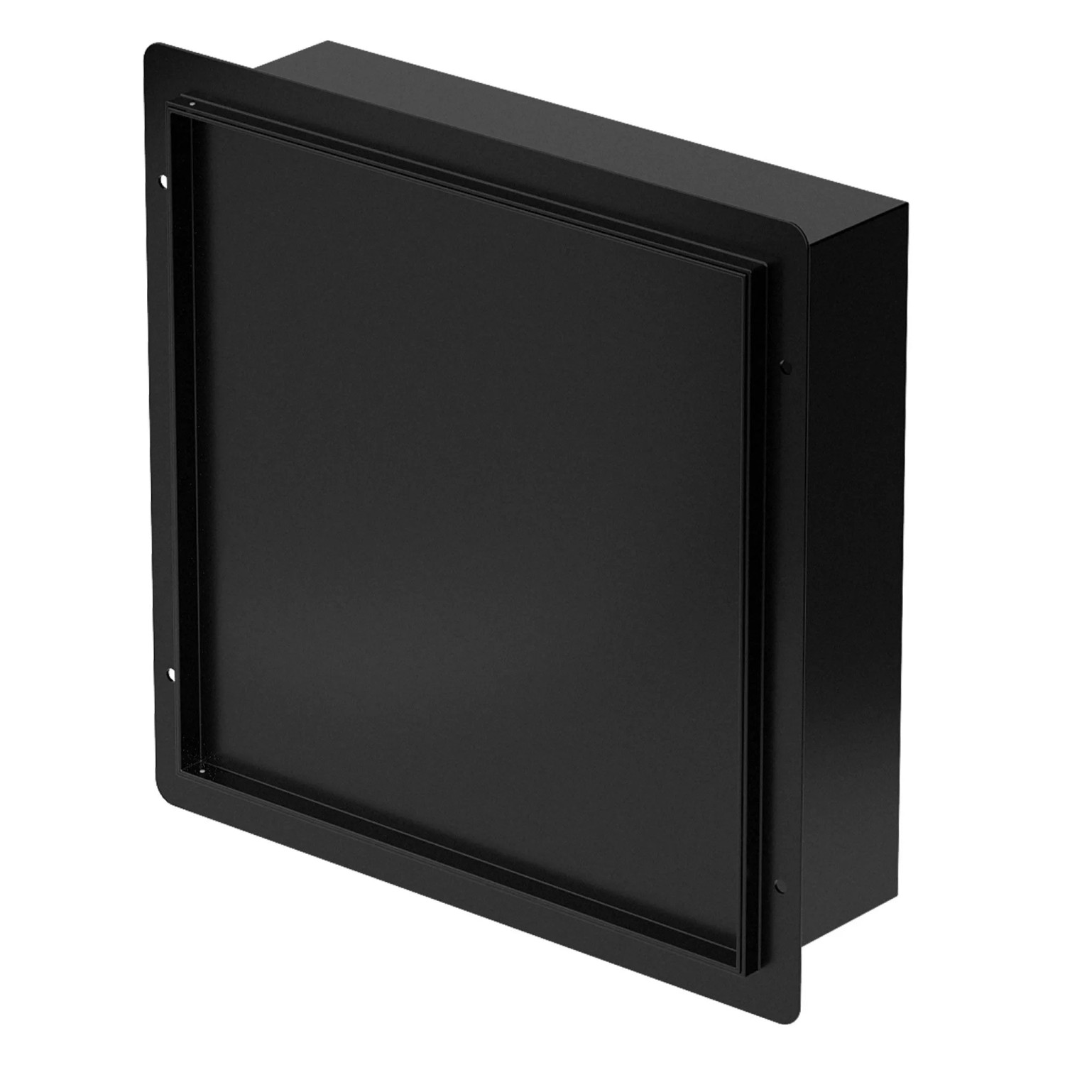 LuxeBath Wandnische Dusche Edelstahl mit Tür 25,5x25,5 cm Schwarz