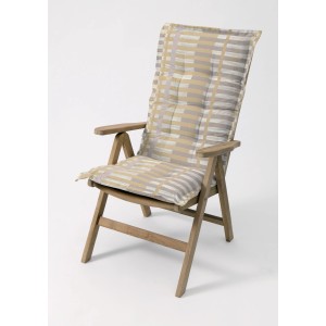 Beo Hochlehner-Auflage Tiflis, 120x48x8 cm, mit Streifenmuster auf Gartenstuhl.