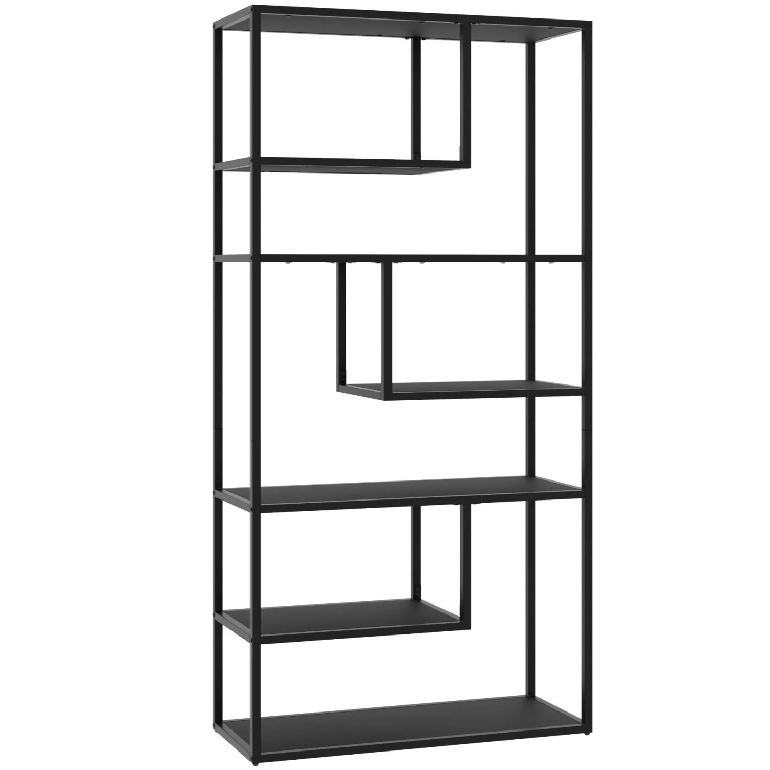 Tectake Standregal  Venda Industrial Look Pulverbeschichtetes Stahlgestell  35 x 85 x 188 cm Schwarz