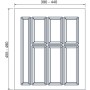 Technische Zeichnung des Agoform Besteckeinsatz Classico. Kürzbarer Kunststoff-Besteckkasten in Schiefergrau mit Maßen 390-440x455-490mm.