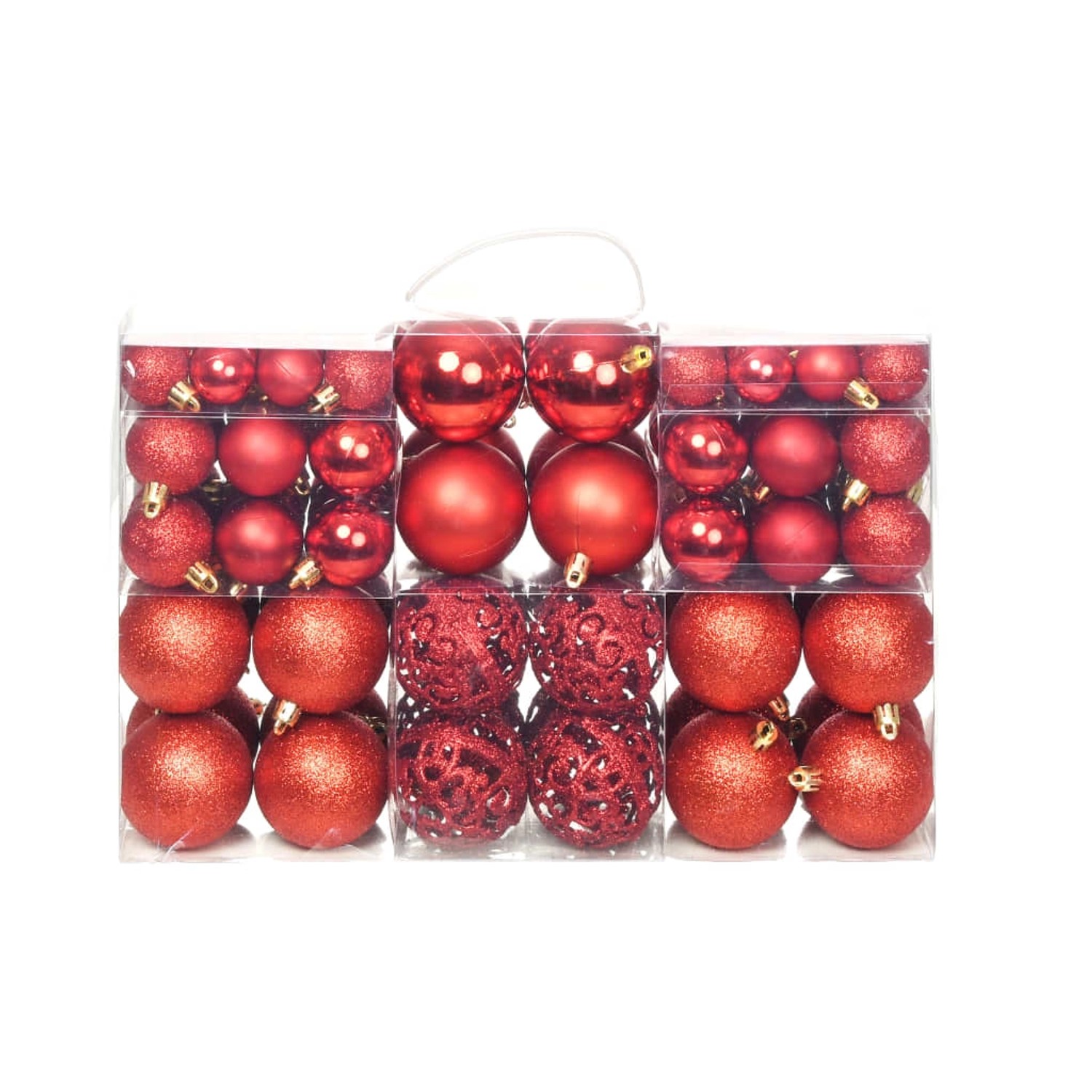 furnicato 100-tlg. Weihnachtskugel-Set 3/4/6 cm Rot