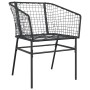 Schwarzer Gartenstuhl aus Poly Rattan und Glas, Teil des 3-teiligen Esszimmersets von vidaXL.