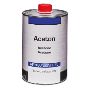 Aceton Reinigungsmittel, 1 Liter, transparent, zum Entfetten und Reinigen.