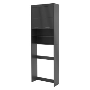 ML-Design Waschmaschinenschrank, dunkelgrau, mit 2 Türen und offenen Fächern. Badezimmerschrank für mehr Stauraum.