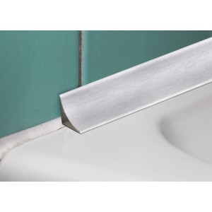 Wandanschlussleiste aus Aluminium, silber gebürstet, für Arbeitsplatten und Boden.