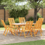 vidaXL Gartenstühle, 6 Stk., verstellbar, Akazienholz, braun, im Garten.