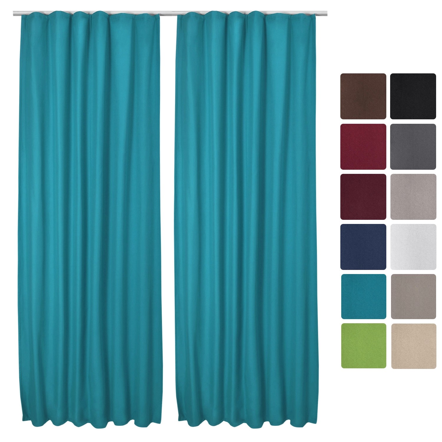 Beautissu Amelie TK Vorhang mit Kräuselband 140x245cm Türkis 2tlg günstig online kaufen