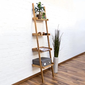 Relaxdays Leiterregal Bambus Natur 4-stufig 176 cm x 44 cm x 37 cm 4,5 kg