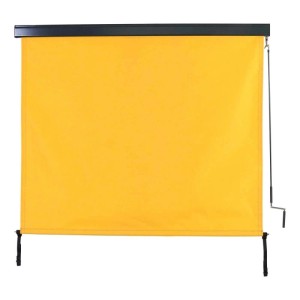 Gelbe MCW Vertikalmarkise F42, 250x180cm, mit Kurbel für Fenster & Balkon. Robuster Sonnenschutz für den Außenbereich.