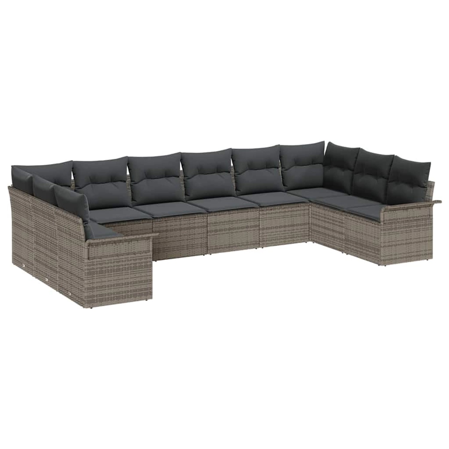 vidaXL Garten-Sofa-Set mit Kissen mit Speicher 10-Tlg Grau Poly Rattan 3354 günstig online kaufen