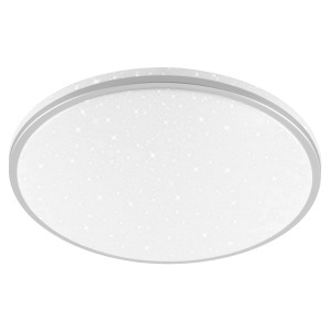 Weiße Brilo LED Deckenleuchte mit Sternenhimmel-Effekt, 16 W, 33 cm Durchmesser.